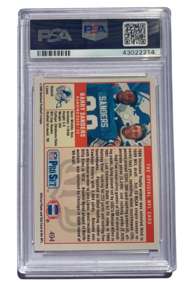 Barry Sanders 1989 Pro Set Rookie Card 494 PSA 10