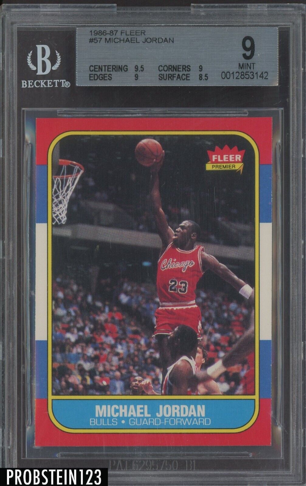 1986-87 Fleer Basketball #57 Michael Jordan RC Rookie HOF BGS 9 w: 9.5