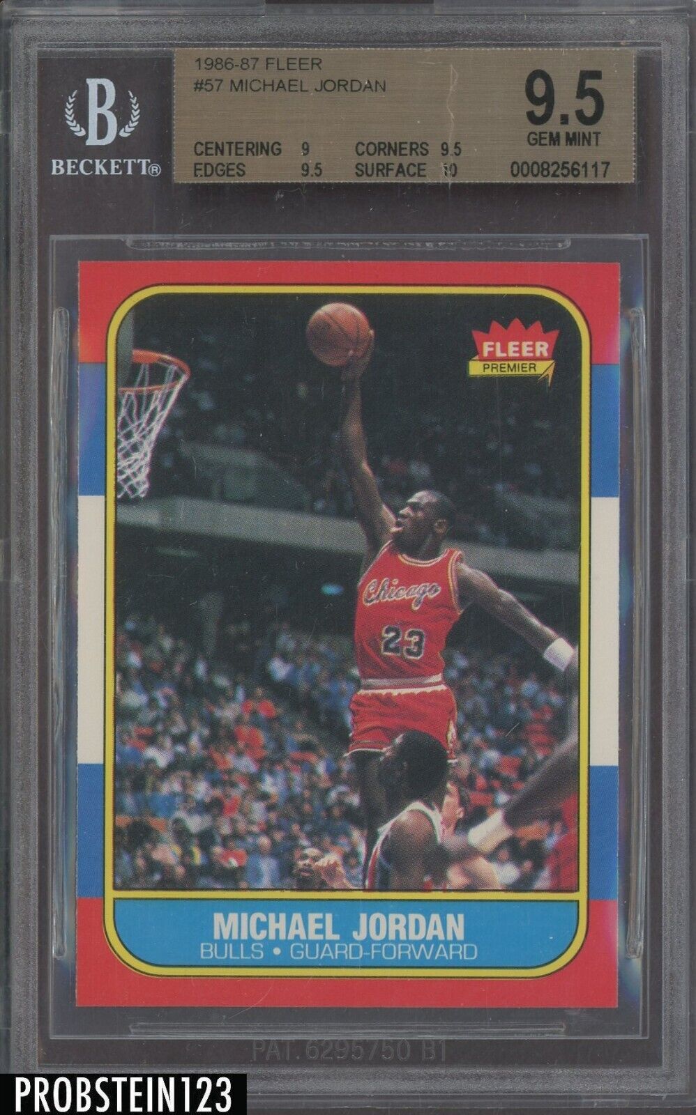 1986-87 Fleer Basketball #57 Michael Jordan RC Rookie HOF BGS 9.5 w: 10